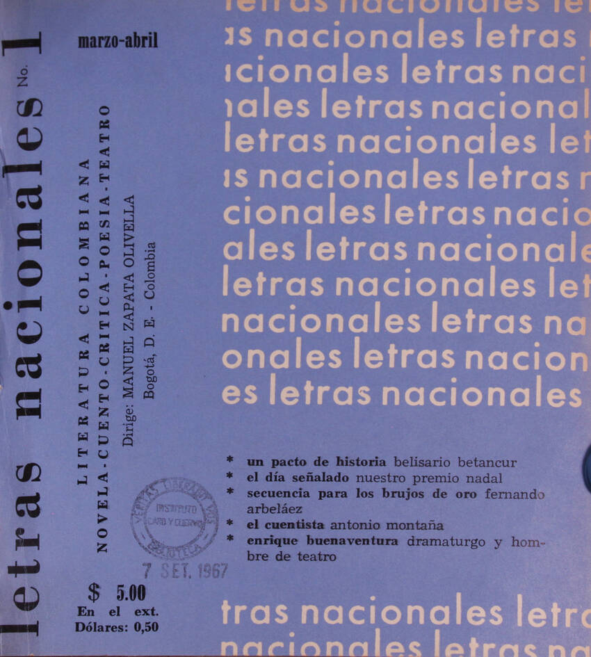 Cubierta de la revista Letras Nacionales n.º 1