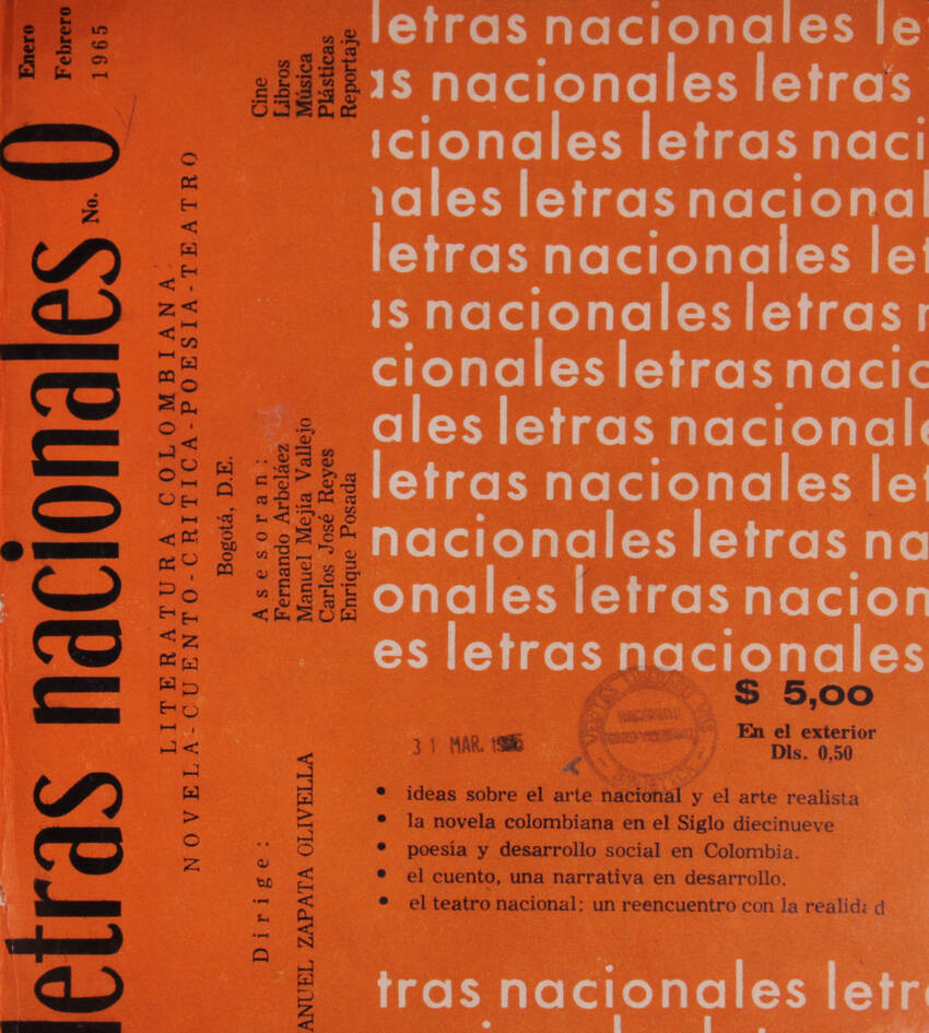 Cubierta de Letras Nacionales, n.º 0 (enero-febrero, 1965)