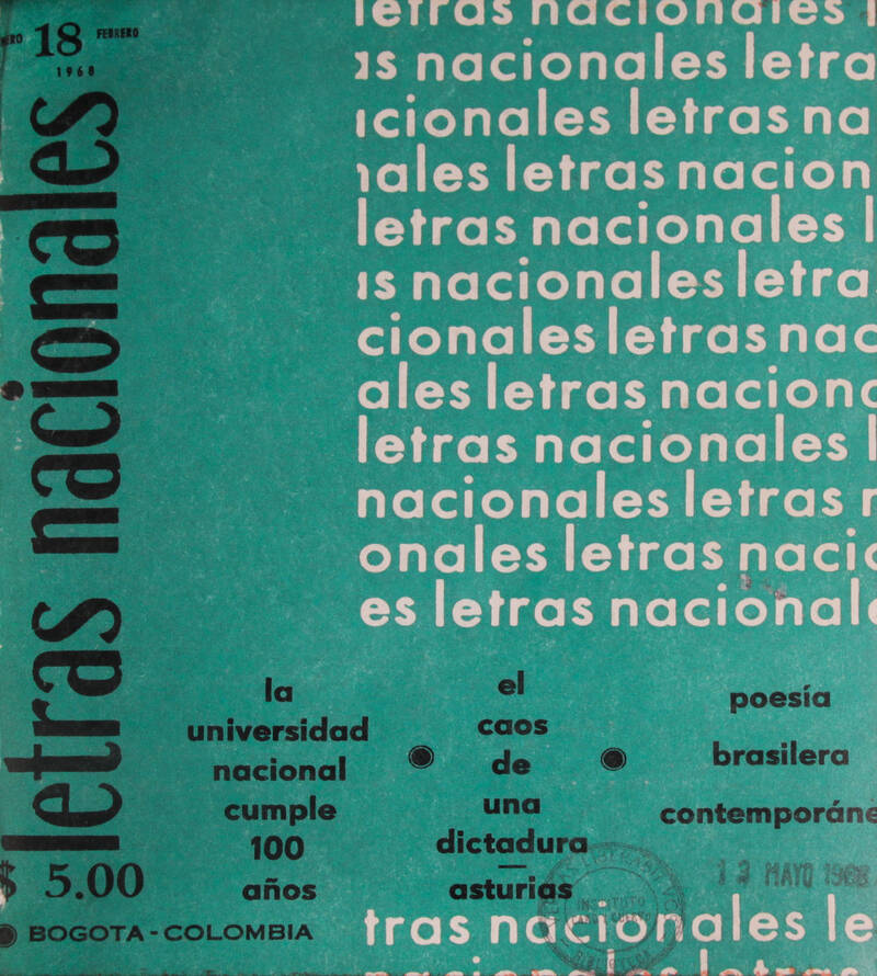 Cubierta de Letras Nacionales n.º 18 (enero-febrero, 1968)