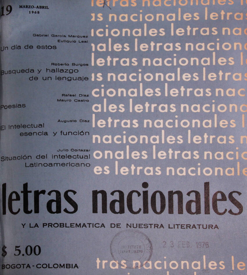 Cubierta de Letras Nacionales n.º 19 (marzo-abril, 1968)