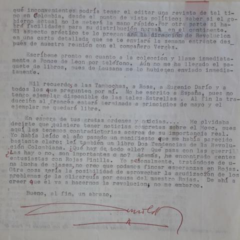 Carta del escritor Arnoldo Palacios a Manuel Zapata Olivella, París, 25 de abril de 1964.