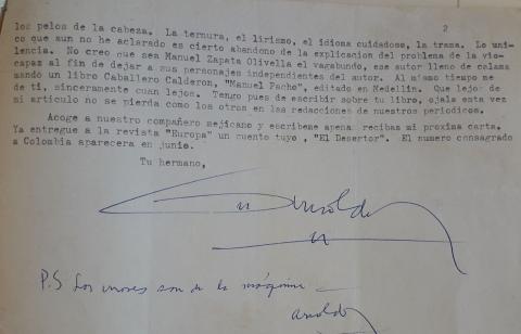 Carta del escritor Arnoldo Palacios a Manuel Zapata Olivella, París, 25 de abril de 1964.