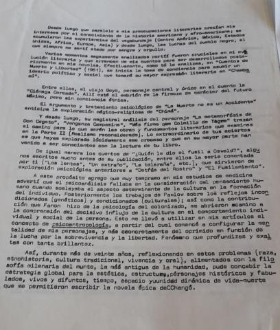 Carta de Manuel Zapata Olivella a la investigadora Yvonne Captain-Hidalgo, 14 de septiembre de 1993.