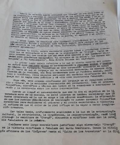 Carta de Manuel Zapata Olivella a la investigadora Yvonne Captain-Hidalgo, 14 de septiembre de 1993.