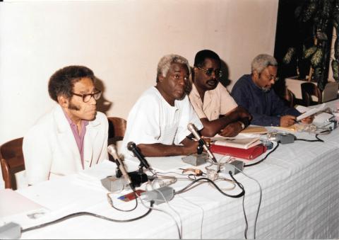 Manuel Zapata Olivella y Carlos Moore (historiador y lider social cubano, defensor de los derechos cíviles de las comunidades afroamericanas)