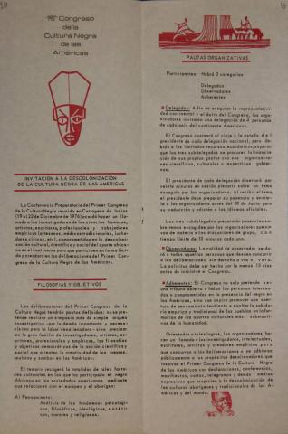 Plegable del Primer Congreso de la Cultura Negra de las Américas