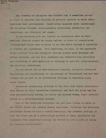 "The First Congress on Black Culture in the Americas: A Commentary".