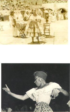 Delia Zapata Olivella y los músicos.