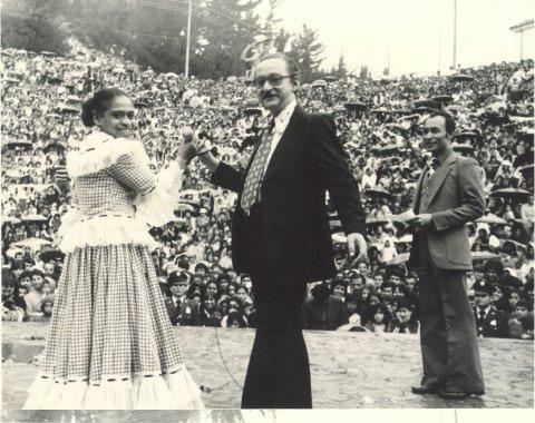 Delia Zapata Olivella en el teatro al aire libre la Media Torta de Bogotá.